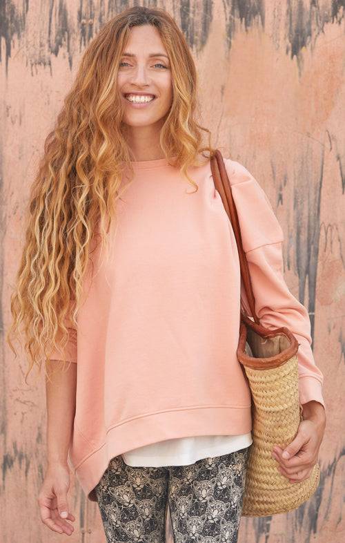 Ognx Yoga Loose Sweater OM Bio Baumwolle Pia - rosa Schlussverkauf