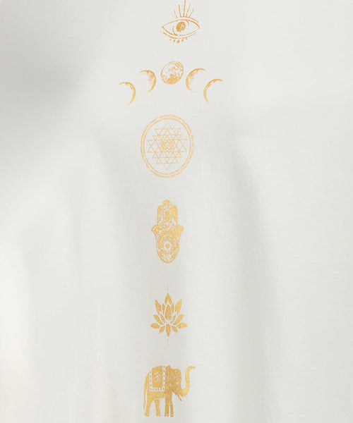Ognx Yoga Boxy T-Shirt Spiritual Chakras by Gabriela Bozic Bio Baumwolle Tencel™ Sora - weiß Günstiger Verkauf