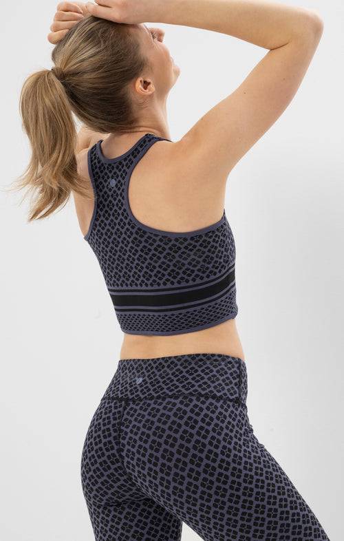 Ognx Yoga BH Long Mosaik Tencel™ Bio Baumwolle Cali - blau Meist gekauft