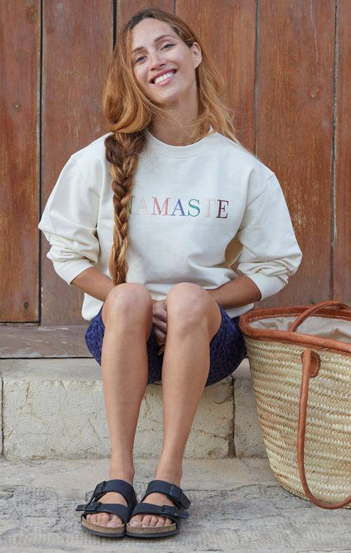 Ognx Yoga Boxy Sweater Namaste Bio Baumwolle Philia - weiß Kostenloser Versand