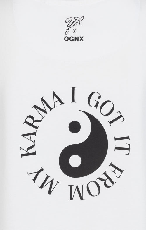 Ognx Yoga Athletic Tank I Got It From My Karma by Angélique Poulain Bio Baumwolle Tencel™ Tara - weiß Online Shopping
