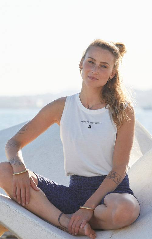 Ognx Yoga Biker Leo Flower Tencel™ Bio Baumwolle Kira - blau Preisnachlass