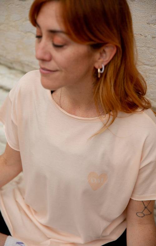 Ognx Yoga Loose T-Shirt Buddha OM Bio Baumwolle Tencel™ Sue - rosa Vatertagsangebot