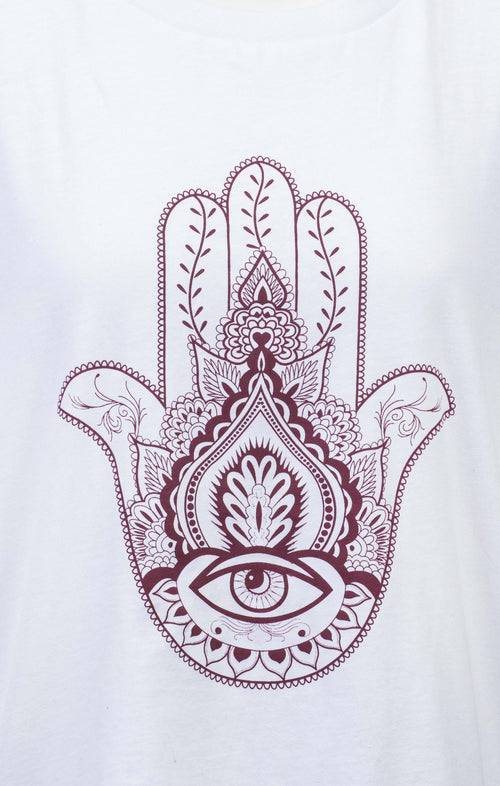Ognx Soft Boyfriend T-Shirt Hamsa Bio Baumwolle - weiß Letzte 2 Tage
