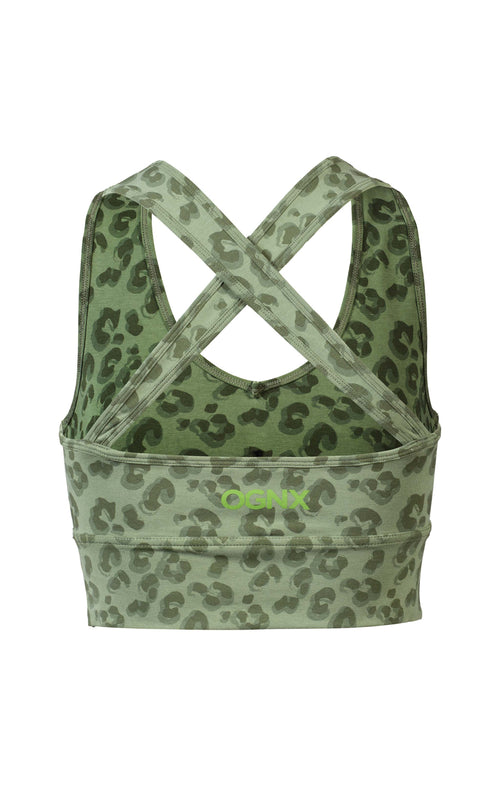 Ognx Yoga BH Leo Cropped - Mittlerer Halt - Tencel™ Bio Baumwolle - grün Nur für heute