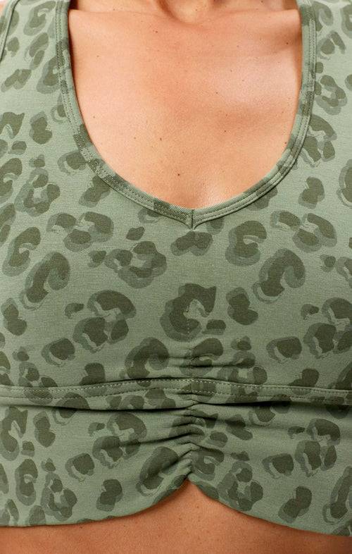 Ognx Yoga BH Leo Cropped - Mittlerer Halt - Tencel™ Bio Baumwolle - grün Nur für heute