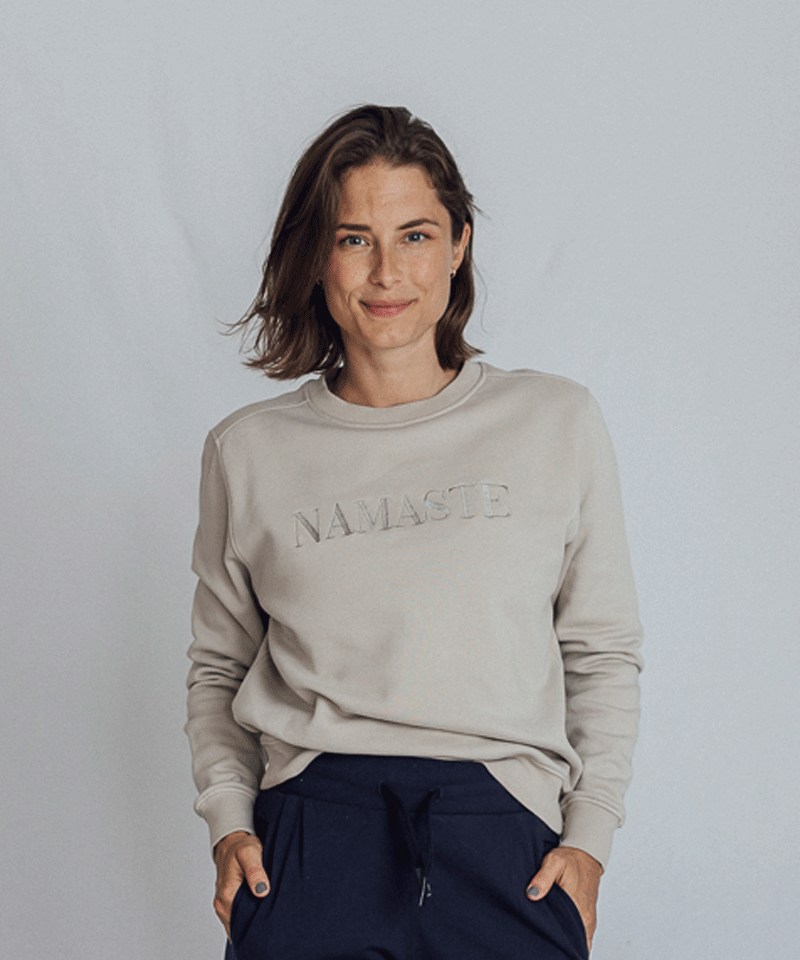 Ognx Sweater Namaste Vintage Look Bio Baumwolle - weiss Sonderangebot der Fabrik