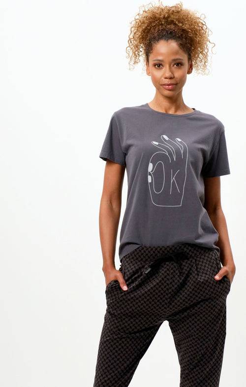 Ognx Vintage Cotton Loose T-Shirt OK Bio Baumwolle - grau Discount Store für neue Produkte