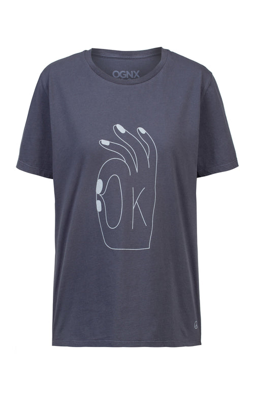 Ognx Vintage Cotton Loose T-Shirt OK Bio Baumwolle - grau Discount Store für neue Produkte