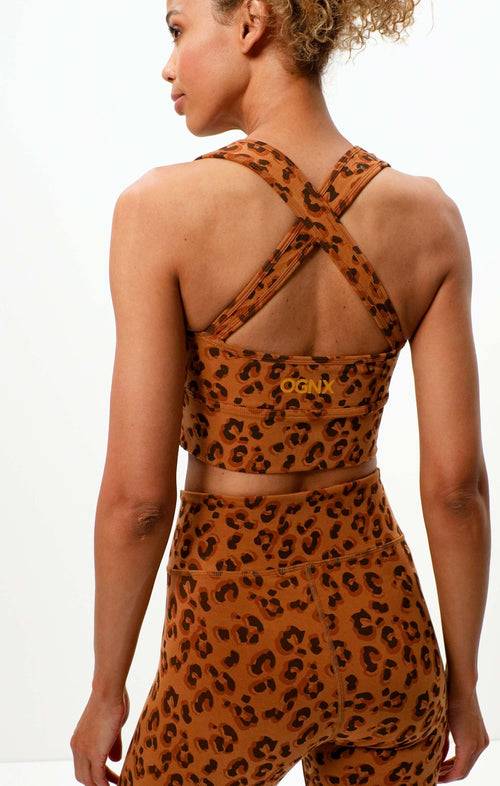 Ognx Yoga BH Leo Cropped - Mittlerer Halt - Tencel™ Bio Baumwolle - braun Nur noch ein Tag übrig