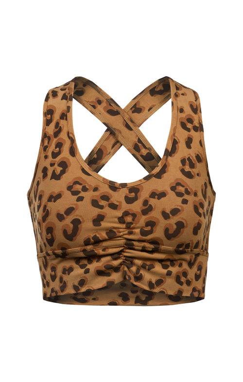 Ognx Yoga BH Leo Cropped - Mittlerer Halt - Tencel™ Bio Baumwolle - braun Nur noch ein Tag übrig