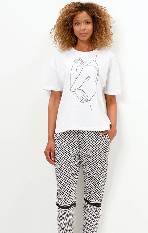 Ognx Soft Boxy T-Shirt One Line Bio Baumwolle - weiß Clearance-Verkauf