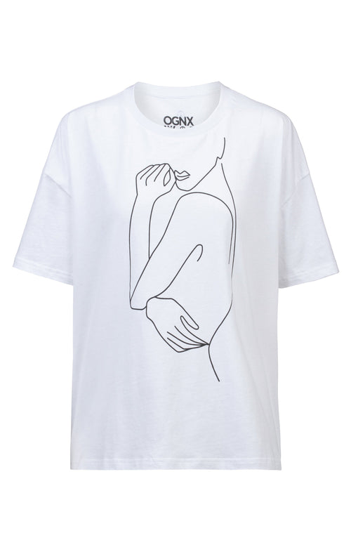 Ognx Soft Boxy T-Shirt One Line Bio Baumwolle - weiß Clearance-Verkauf