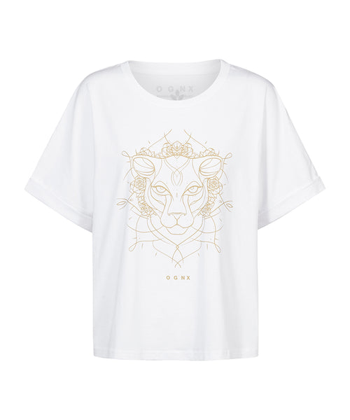 Ognx Boxy T-Shirt Leopard by Ranja Weis - weiß Online Shopping