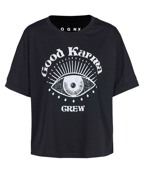 Ognx Boxy T-Shirt Good Karma Crew by LYLA Soul Yoga - schwarz Saisonschlussverkauf