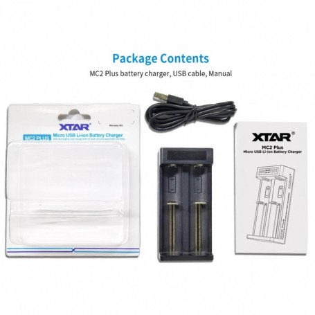 Parforce Ladegerät XTAR MC2 Plus 1-2 Li-Ion 3,7V 10440-21700 mit LED Begrenzte Freigabe