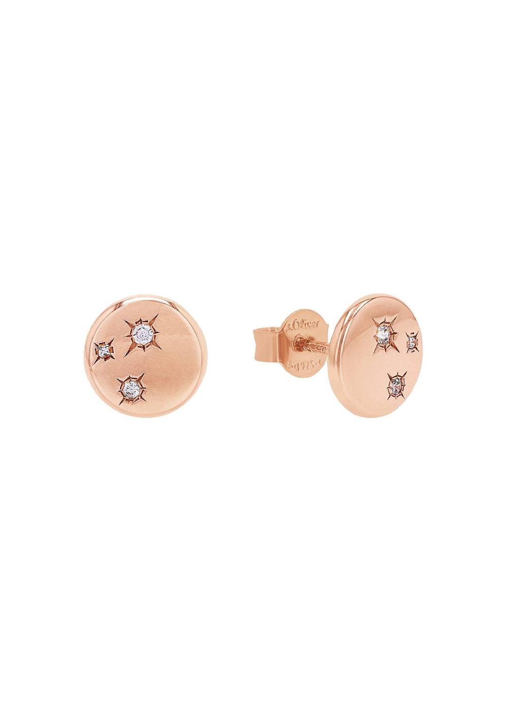 s.Oliver rosévergoldete Silber-Ohrstecker mit Stern-motiv Fabrikladen