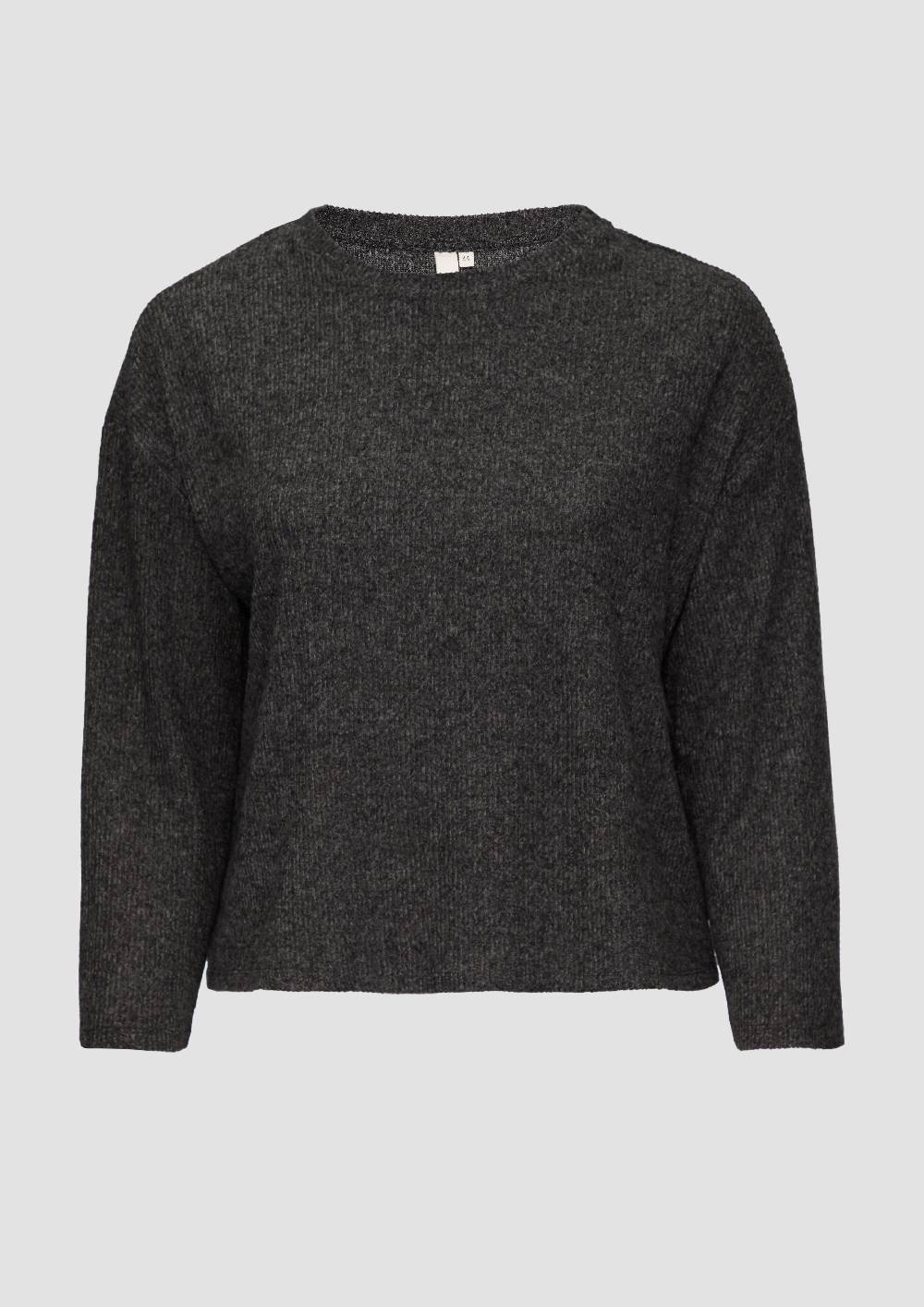 s.Oliver Flauschiges Rippshirt in melierter Optik Günstig kaufen