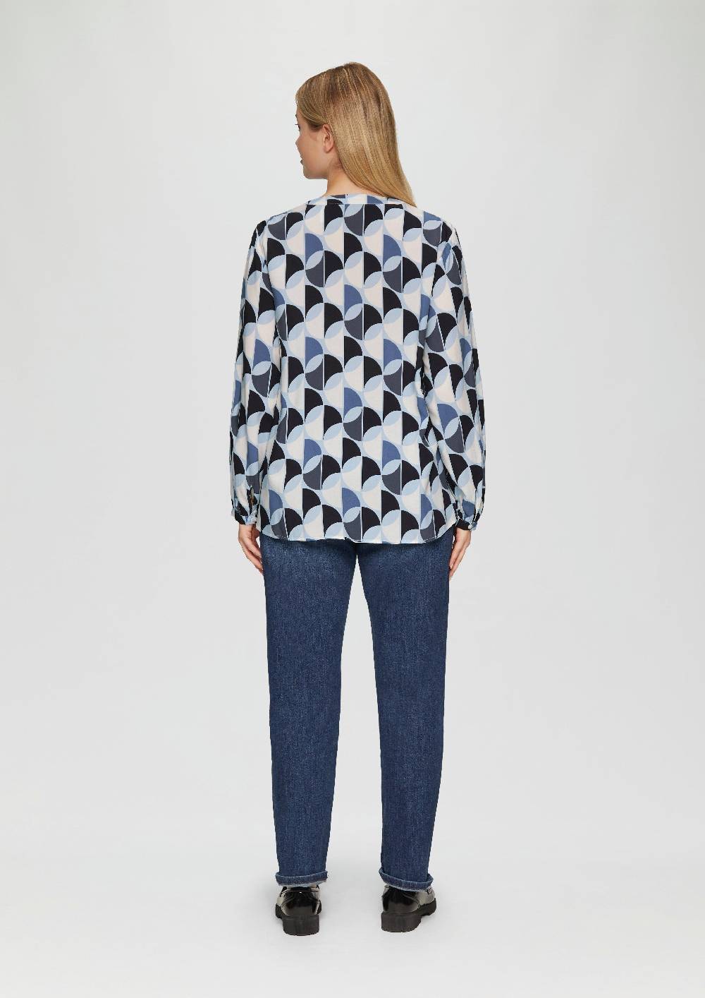 s.Oliver Viskose-Bluse mit Raffdetails und All-over-Print Flash Sale