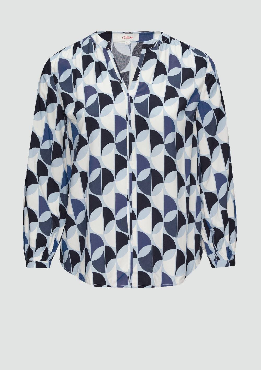 s.Oliver Viskose-Bluse mit Raffdetails und All-over-Print Flash Sale