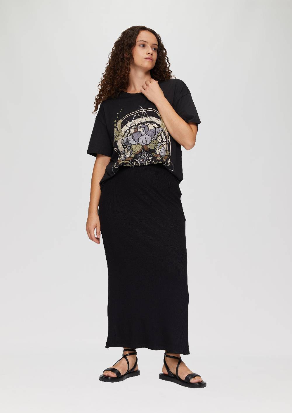 s.Oliver Print-T-Shirt mit überschnittenen Schultern Weihnachtsangebot