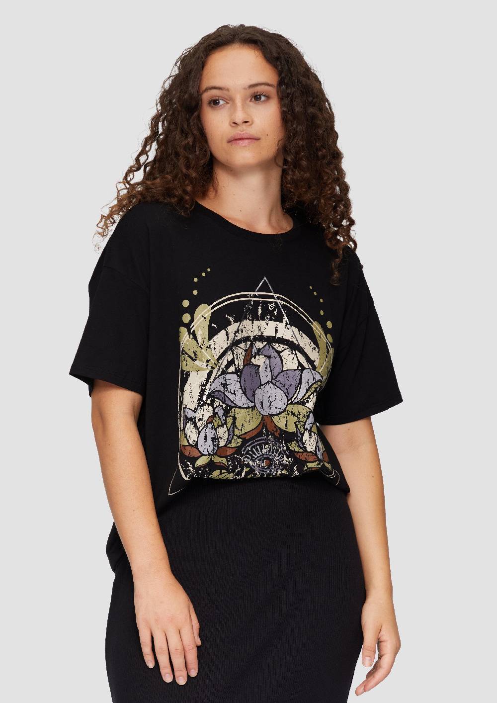 s.Oliver Print-T-Shirt mit überschnittenen Schultern Weihnachtsangebot