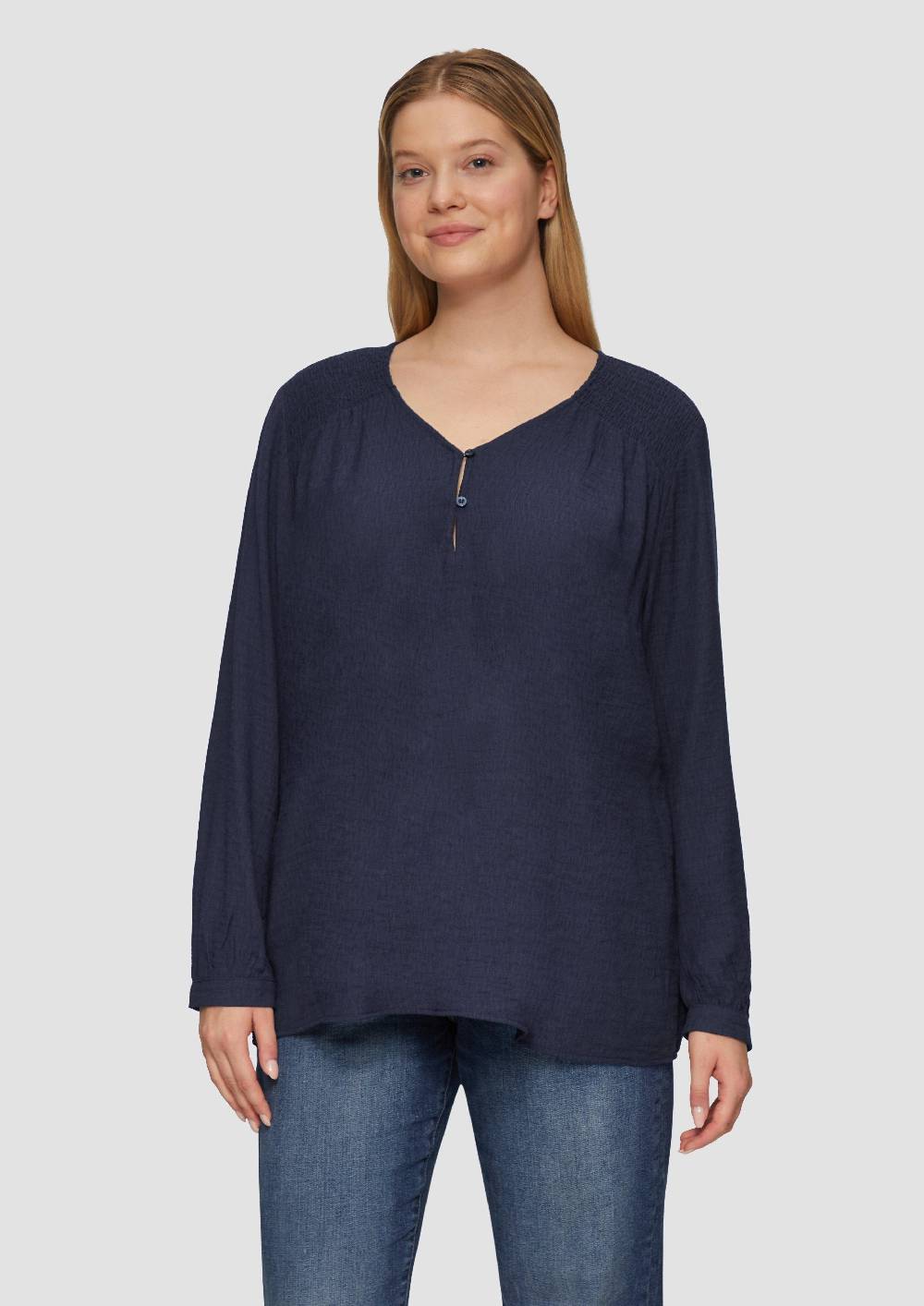 s.Oliver Strukturierte Bluse aus Viskosemix mit Smok Detail Neueste Stile