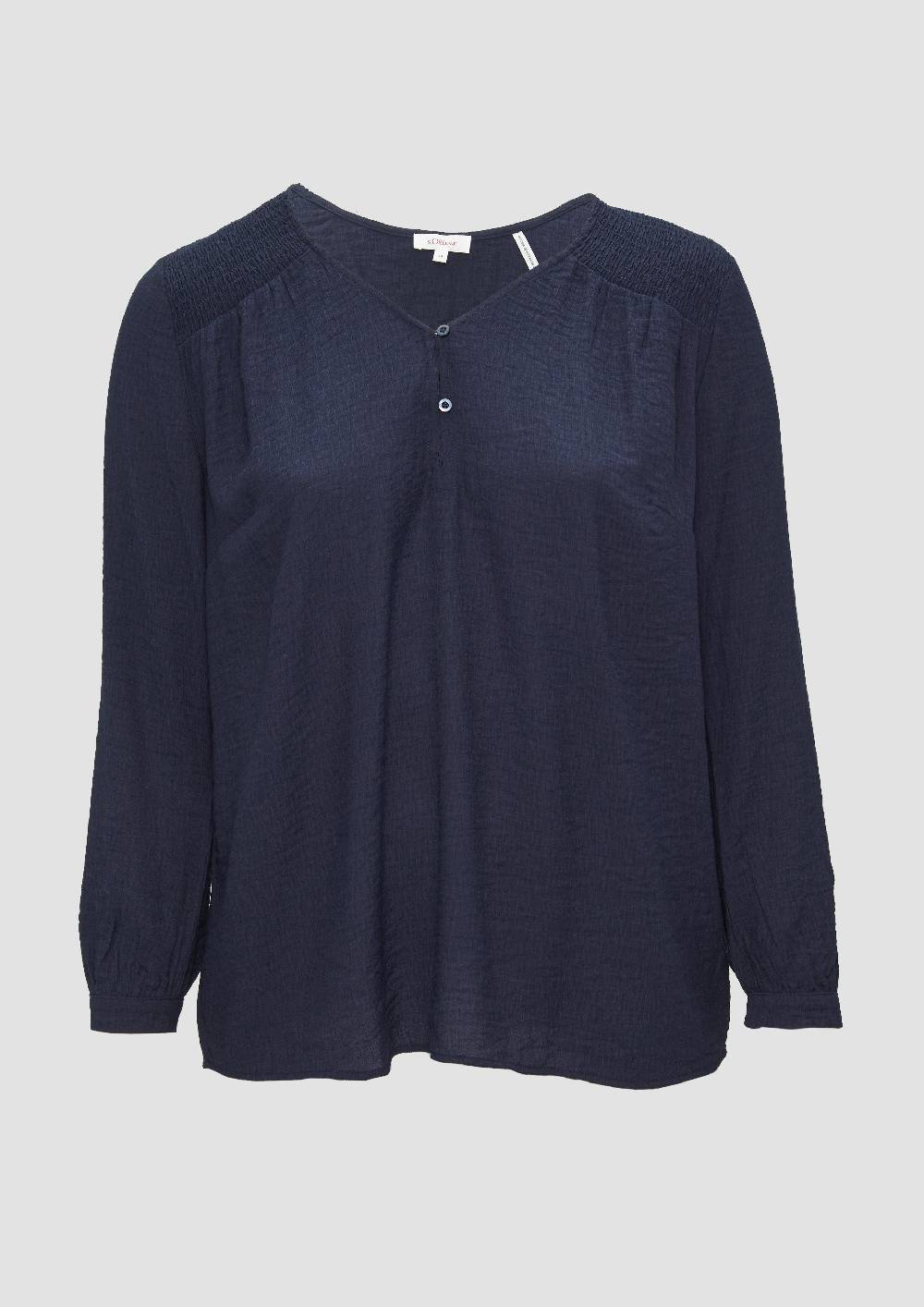 s.Oliver Strukturierte Bluse aus Viskosemix mit Smok Detail Neueste Stile