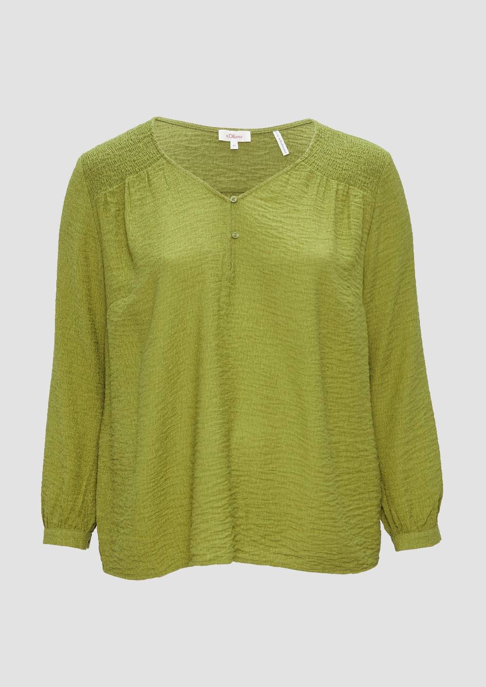 s.Oliver Strukturierte Bluse aus Viskosemix mit Smok Detail Bis zu 65% Rabatt