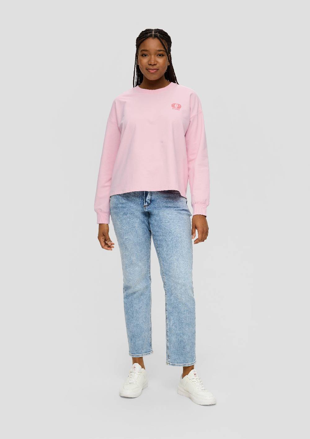 s.Oliver Sweatshirt im Boxy Cut mit Rückenprint 50% Rabatt mit kostenlosem Versand