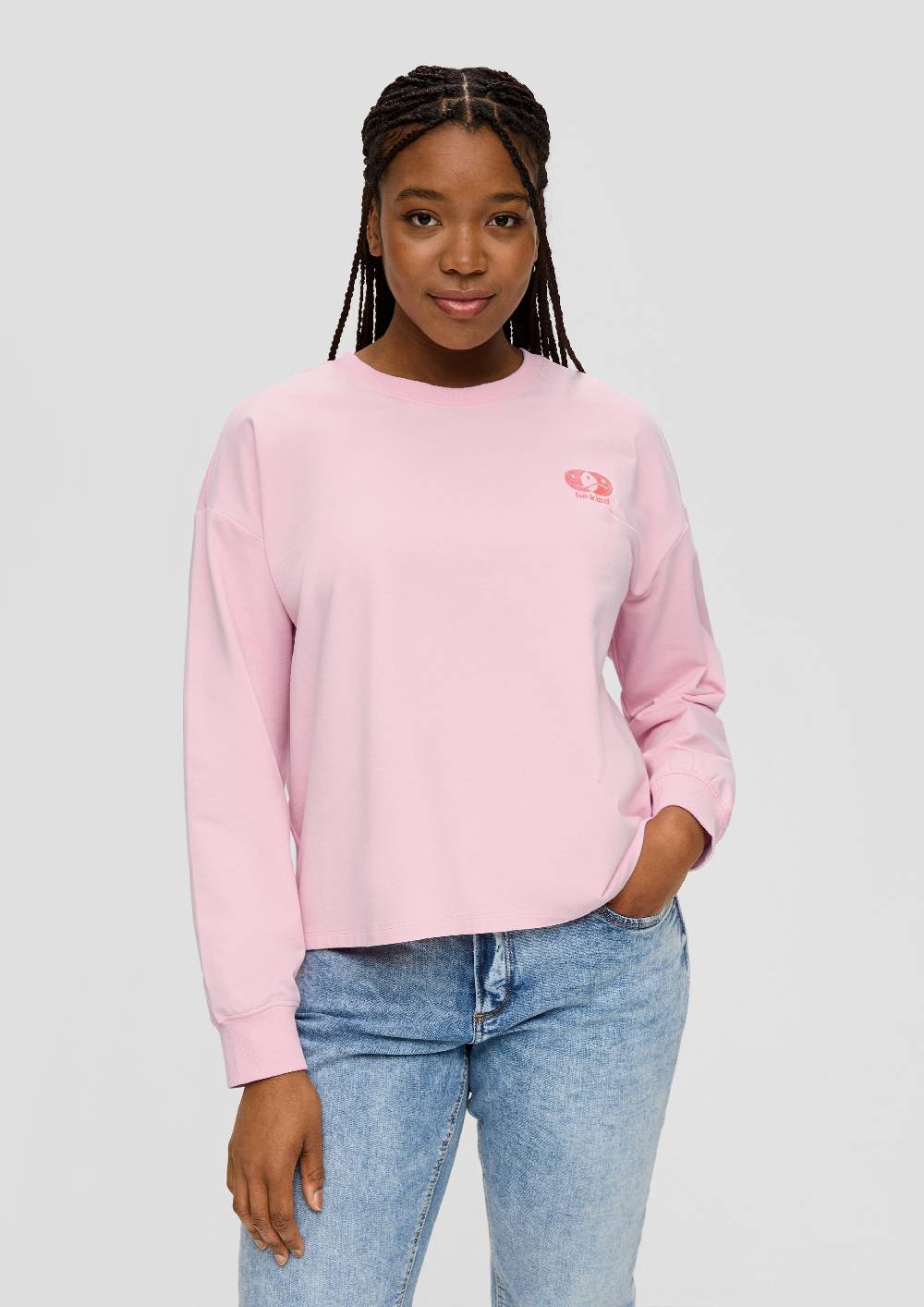 s.Oliver Sweatshirt im Boxy Cut mit Rückenprint 50% Rabatt mit kostenlosem Versand