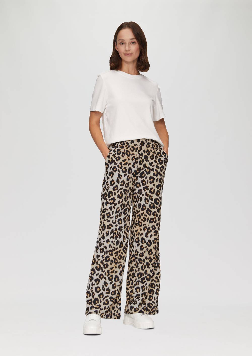 s.Oliver Hose mit Wide Leg aus strukturiertem Jersey Vatertagsangebot