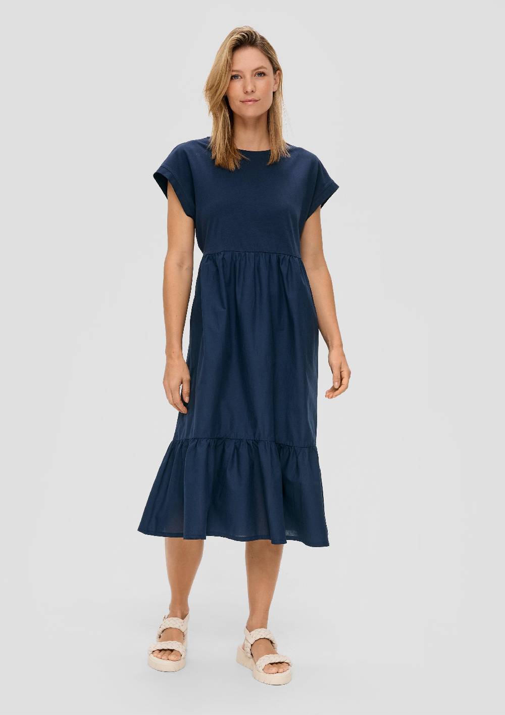 s.Oliver Luftiges Baumwollkleid im Fabricmix und Relaxed Fit Neueste Mode