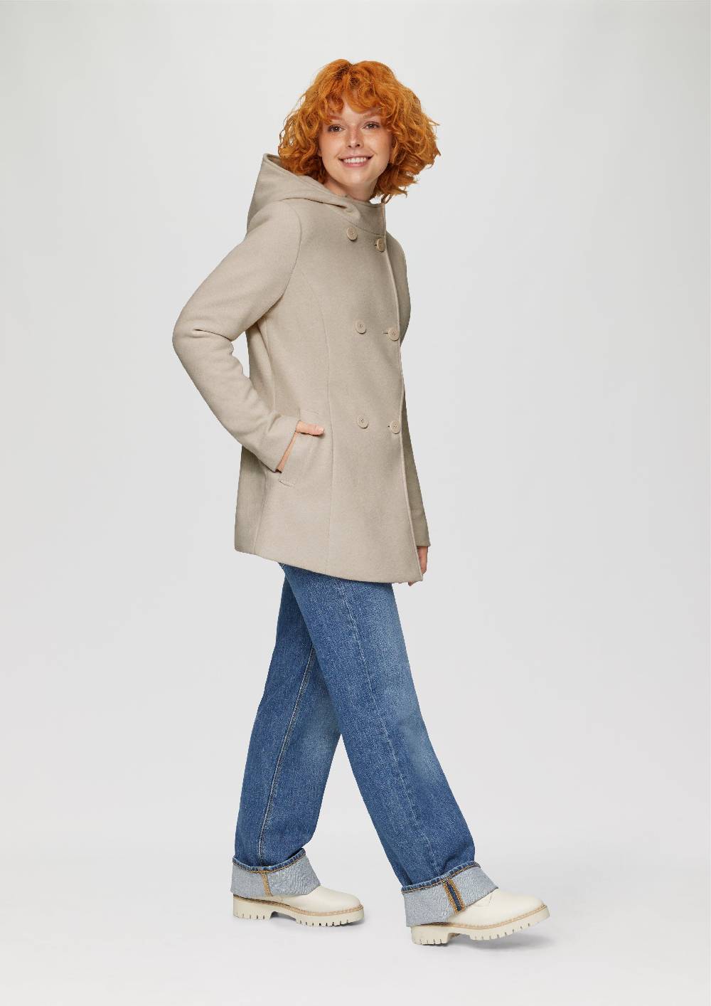 s.Oliver Jacke mit Kapuze in Wolloptik Sonderangebot der Fabrik