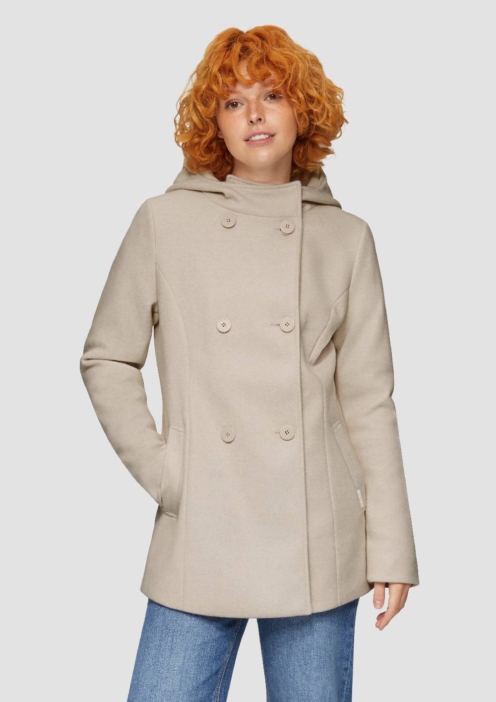 s.Oliver Jacke mit Kapuze in Wolloptik Sonderangebot der Fabrik