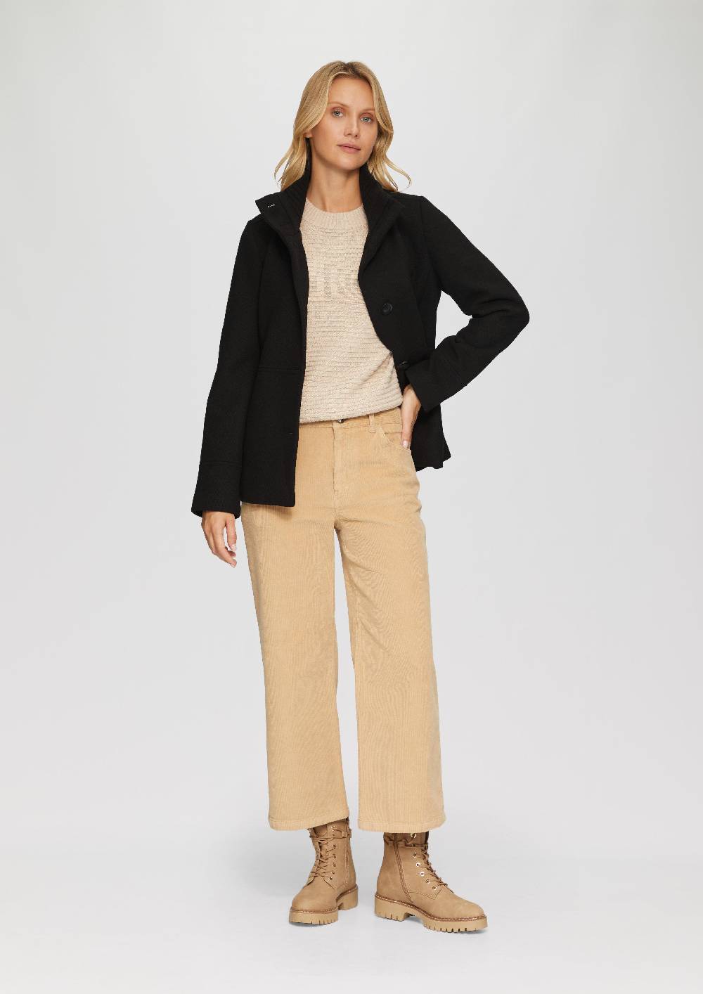s.Oliver Twilljacke mit Strick-Stehkragen und Eingrifftaschen 50% Rabatt mit kostenlosem Versand