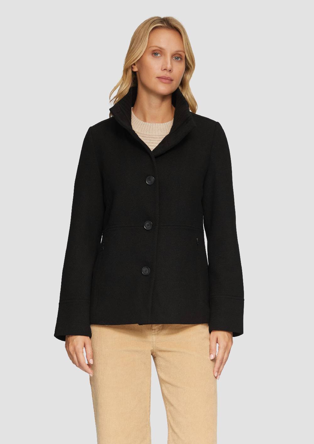 s.Oliver Twilljacke mit Strick-Stehkragen und Eingrifftaschen 50% Rabatt mit kostenlosem Versand