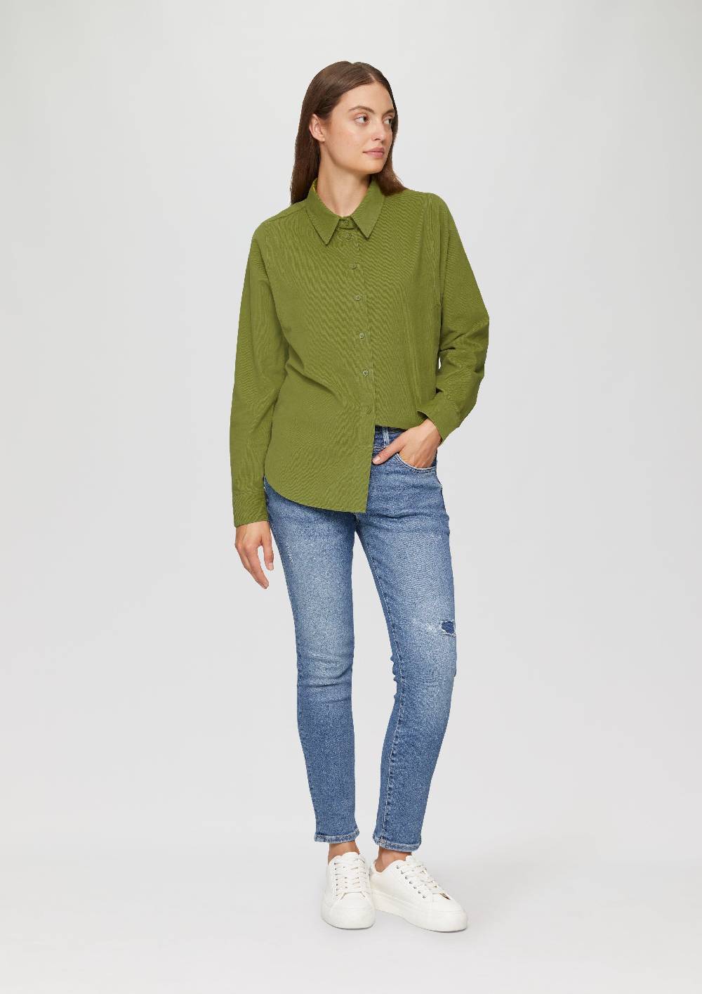 s.Oliver Cordbluse im Relaxed Fit mit Naht-Details Clearance-Verkauf