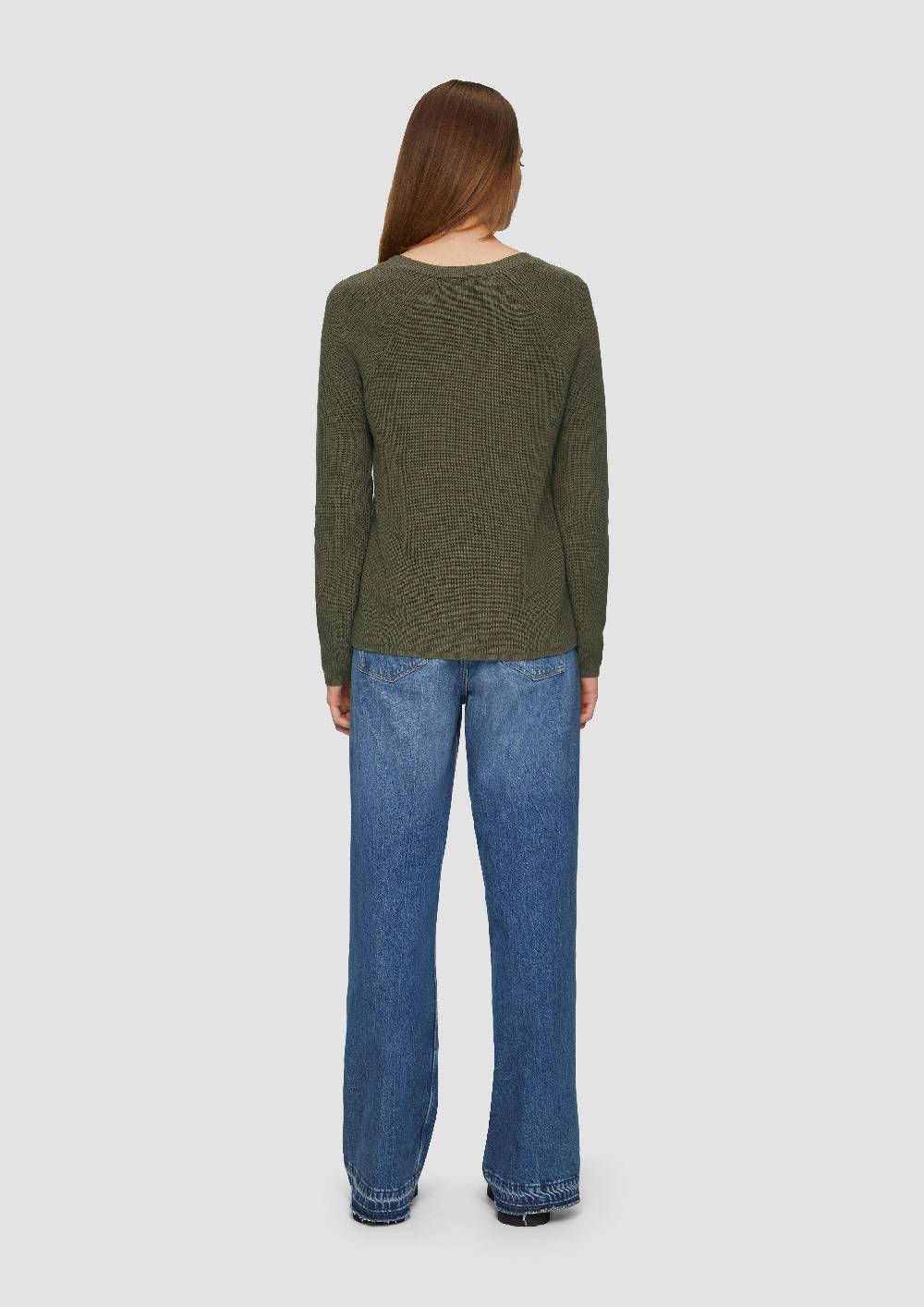 s.Oliver Strickpullover mit V-Ausschnitt und Raglan-Ärmeln Im Verkauf