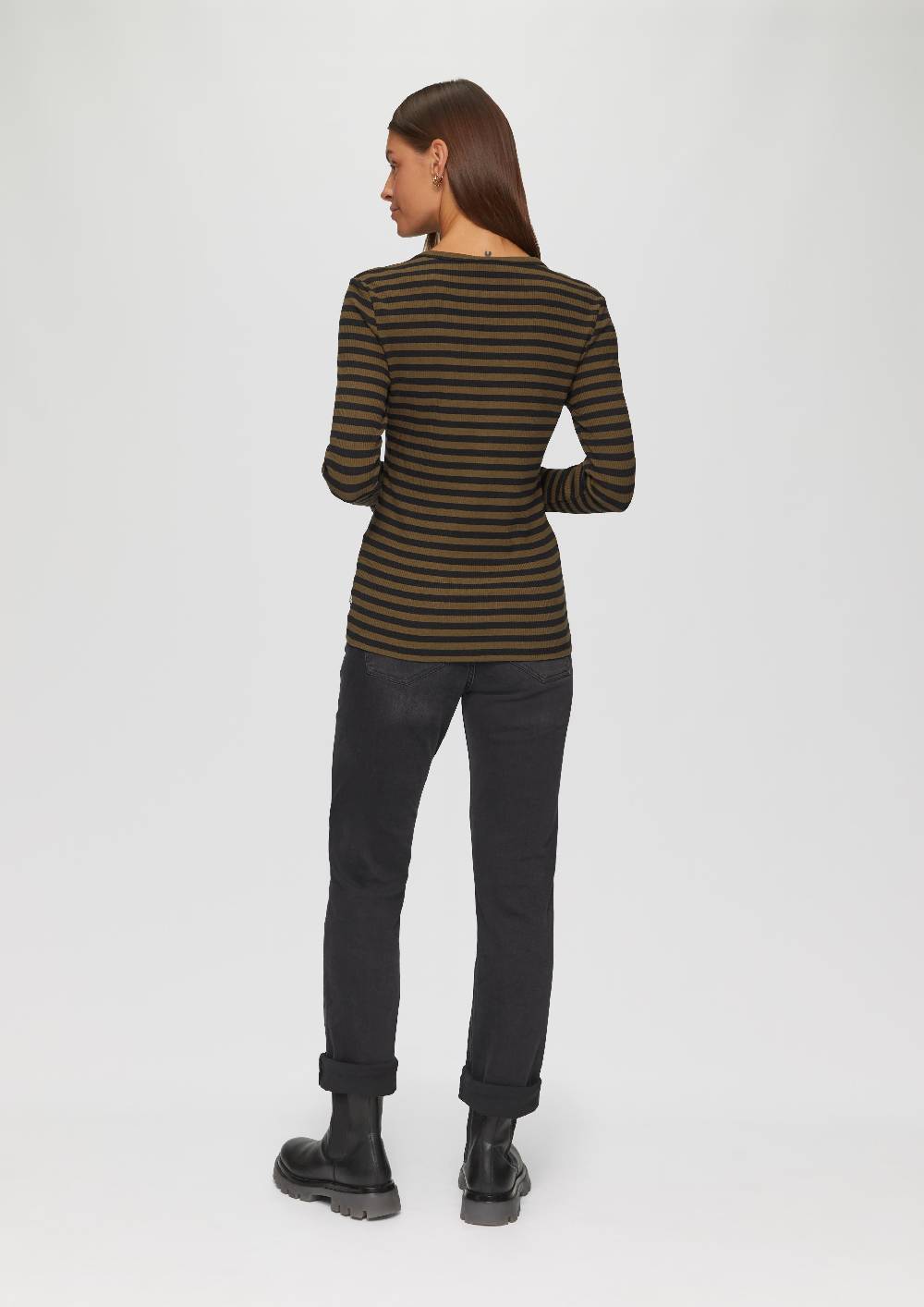 s.Oliver Geripptes Longsleeve im Slim Fit 2025
