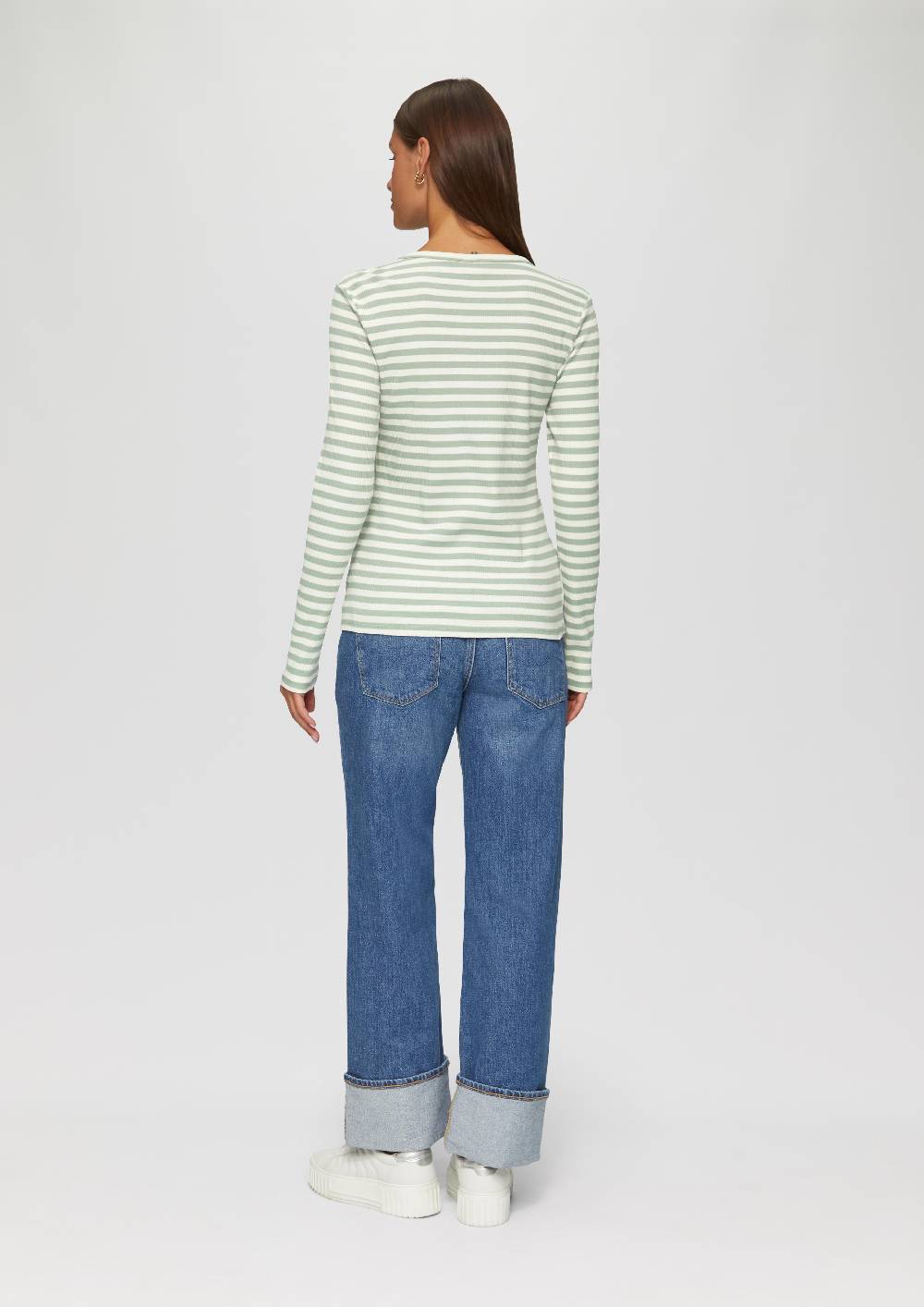 s.Oliver Geripptes Longsleeve im Slim Fit Online