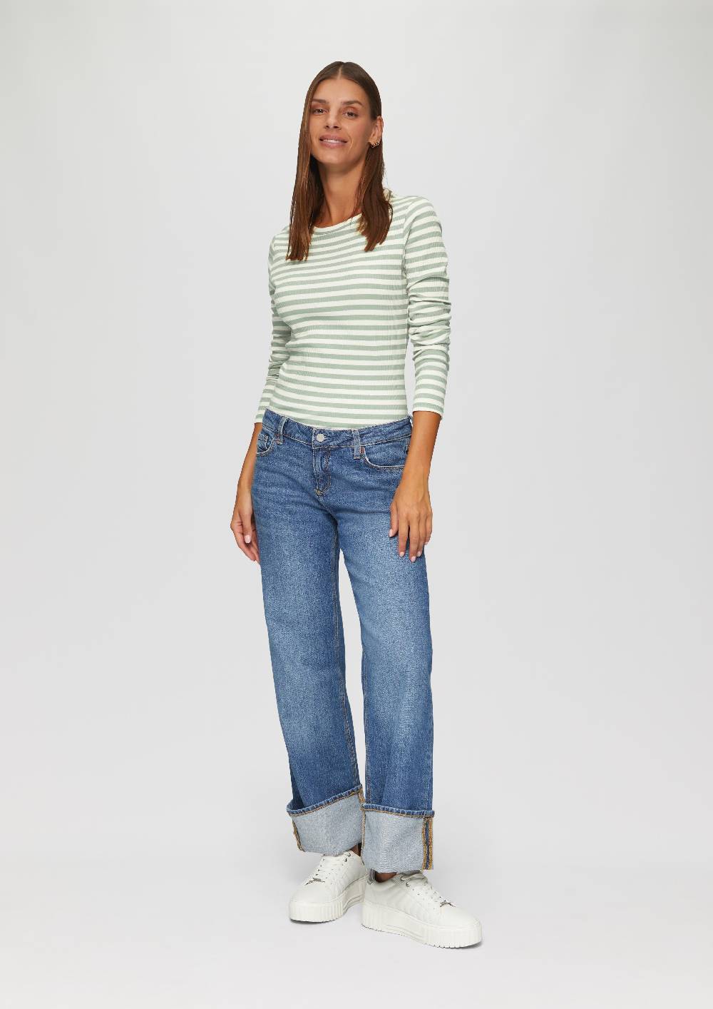 s.Oliver Geripptes Longsleeve im Slim Fit Online