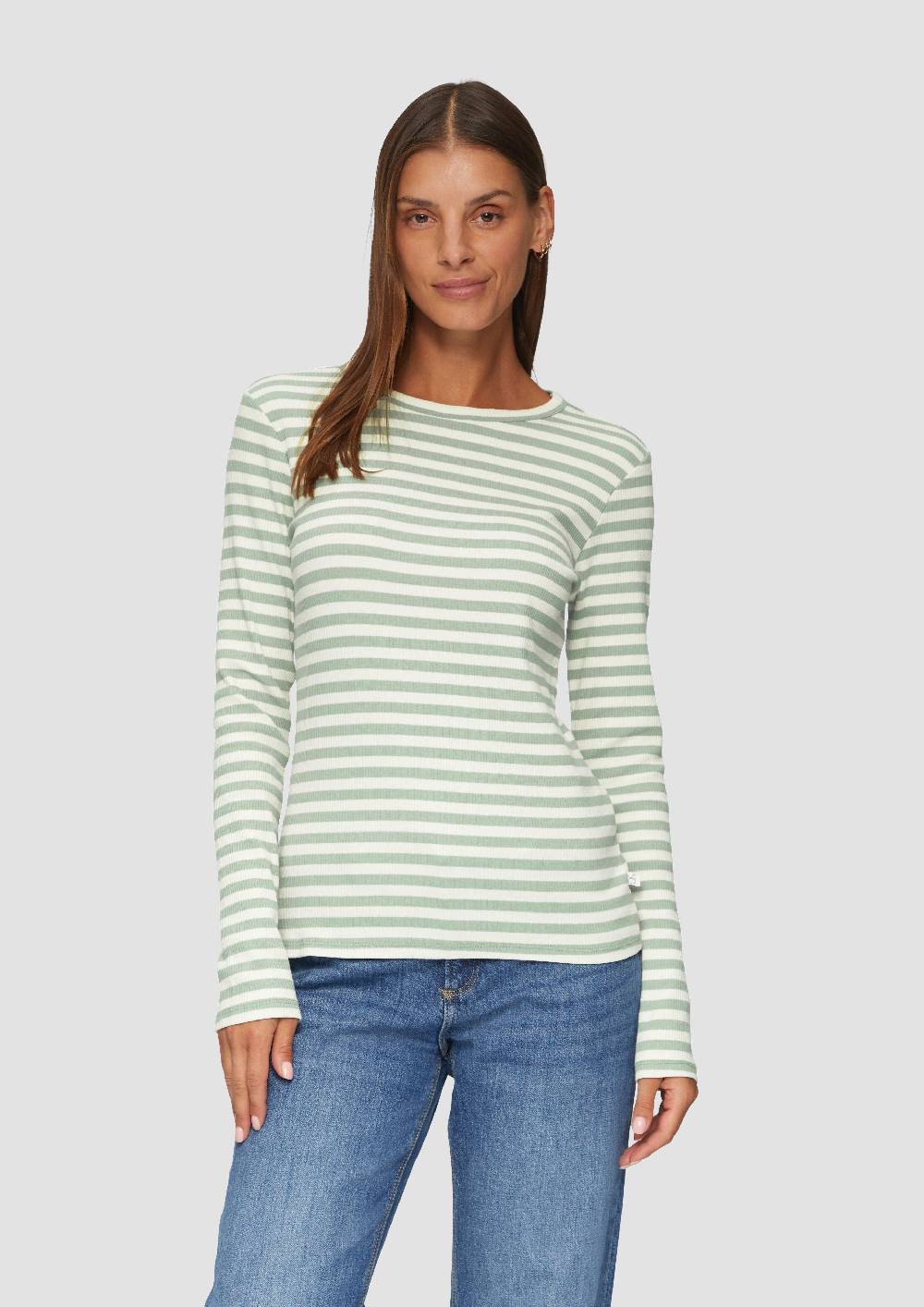 s.Oliver Geripptes Longsleeve im Slim Fit Online