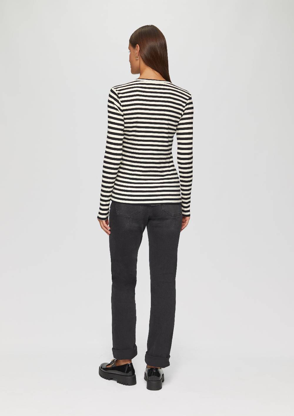 s.Oliver Geripptes Longsleeve im Slim Fit Outlet