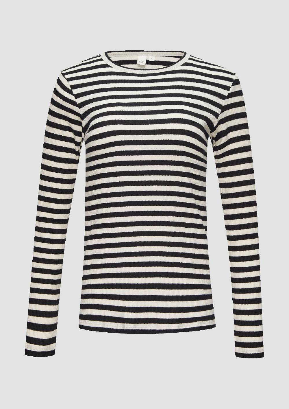 s.Oliver Geripptes Longsleeve im Slim Fit Outlet
