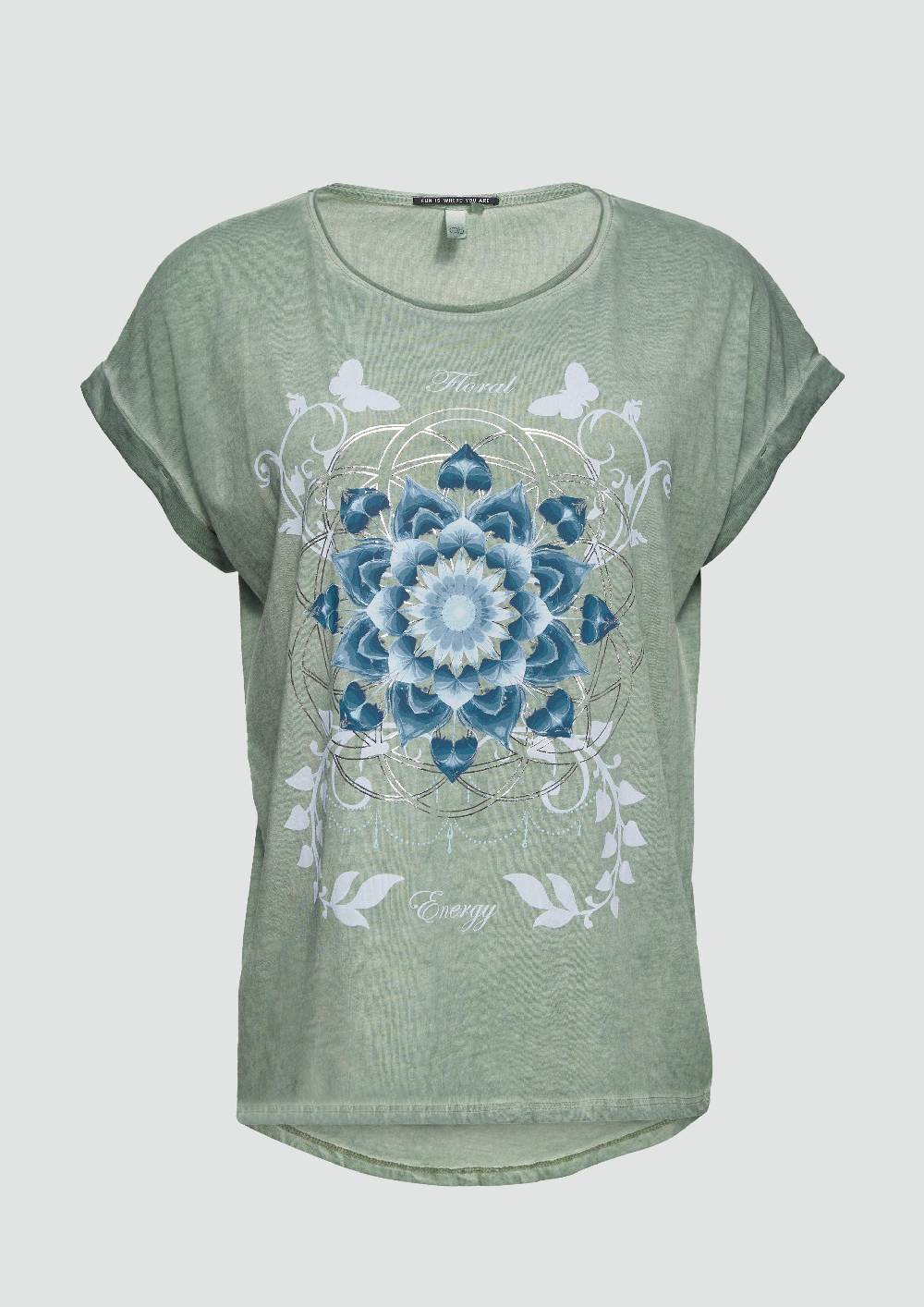 s.Oliver Gewaschenes T-Shirt mit Frontprint Schlussverkauf
