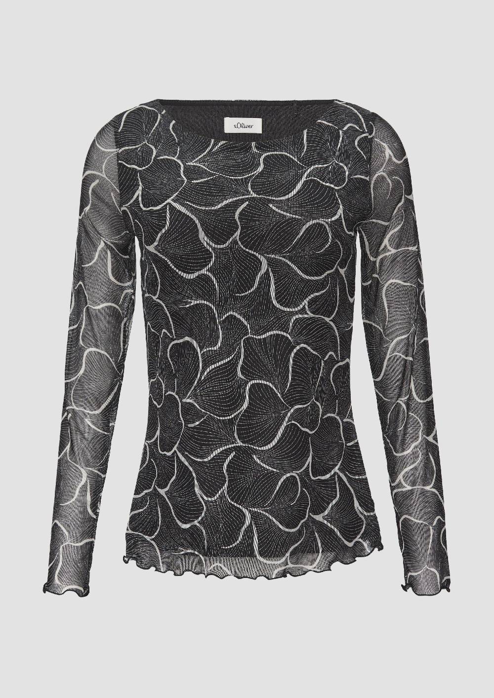 s.Oliver Mesh-Shirt mit U-Boot-Ausschnitt Kostenloser Versand