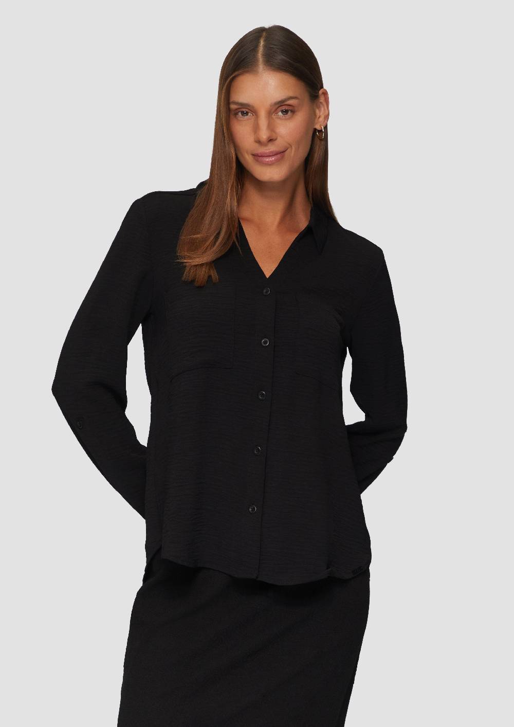 s.Oliver Crêpe-Bluse mit Brusttaschen Sonderangebot