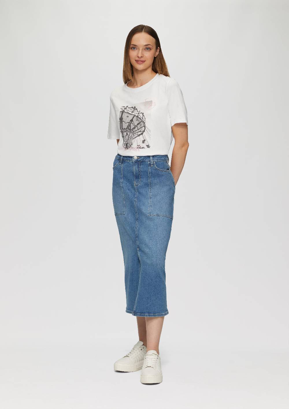s.Oliver T-Shirt mit Frontprint und Glitzer-Detail Rabatt