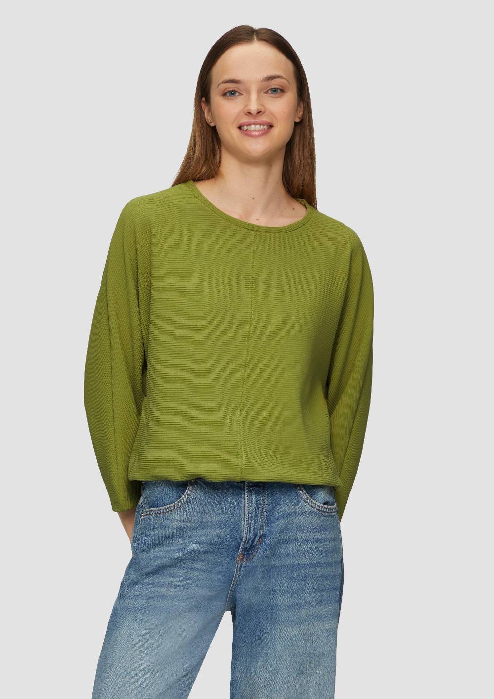 s.Oliver Strukturiertes Sweatshirt mit Fledermausarm im O-Shape Versandkostenfrei